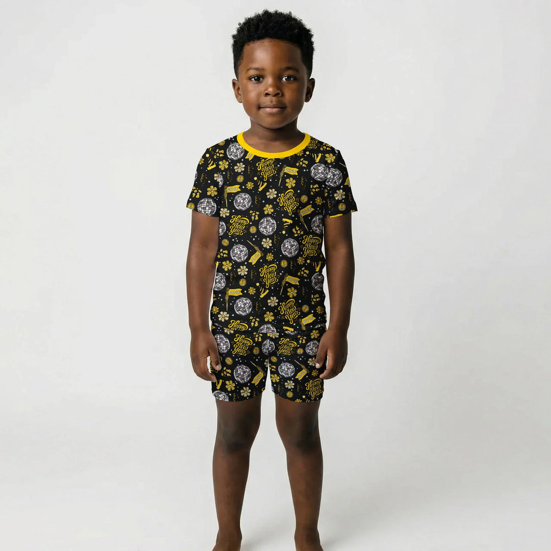 Disco New Years Eve Bamboo Two Piece Short Sleeve Pajama Set