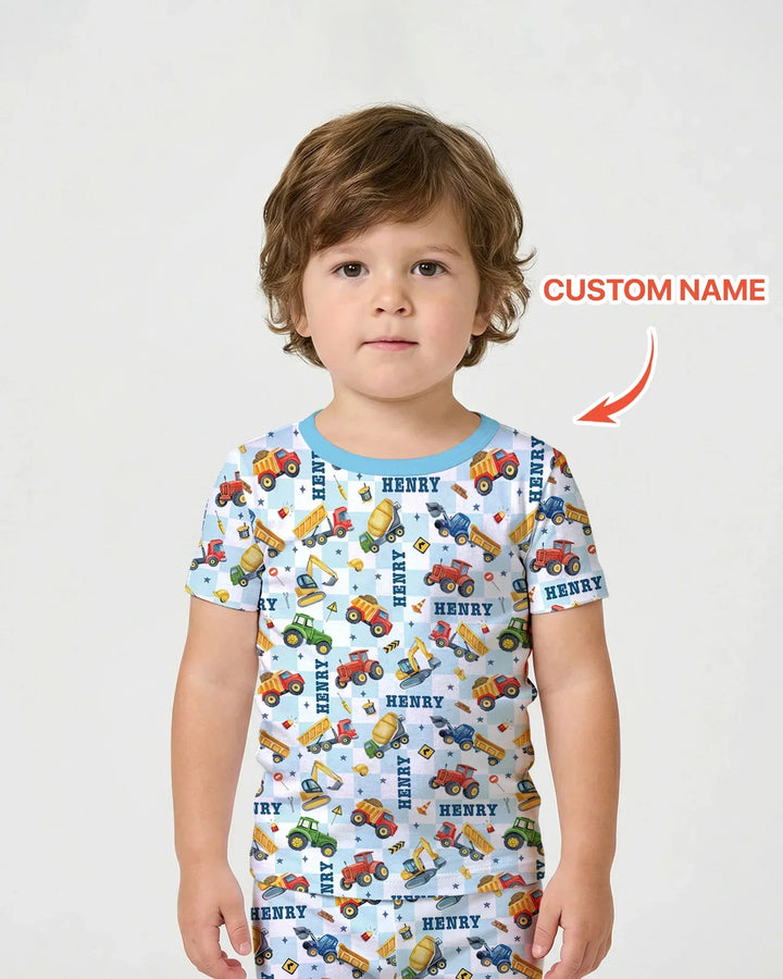 Zweiteiliges Pyjama-Set mit kurzen Ärmeln und Shorts im Sommer-Design