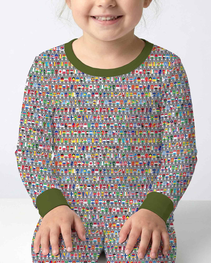 Zweiteiliges Langarm-Pyjama-Set mit Sommerfrüchten