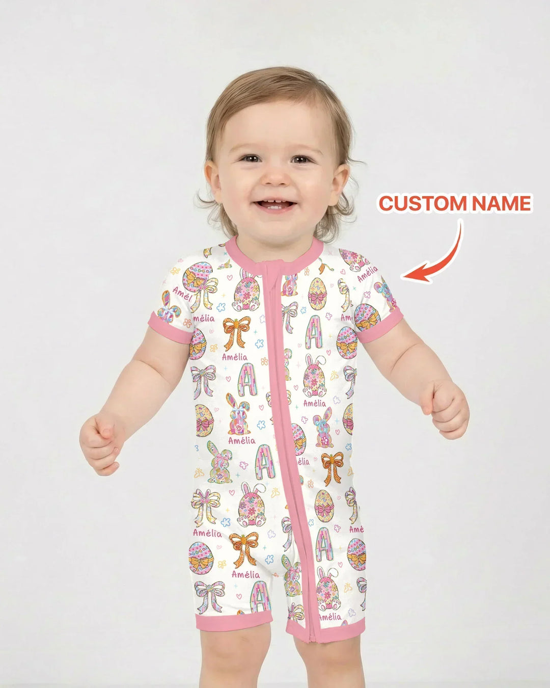 Happy Easter Custom Name Bamboo Shorty Zippy