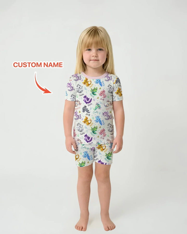 Zweiteiliges Pyjama-Set mit kurzen Ärmeln und Shorts im Sommer-Design