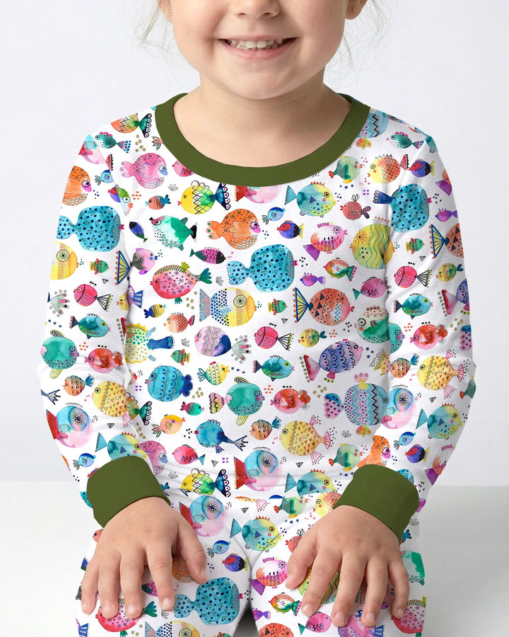 Zweiteiliges Langarm-Pyjama-Set mit Sommerfrüchten