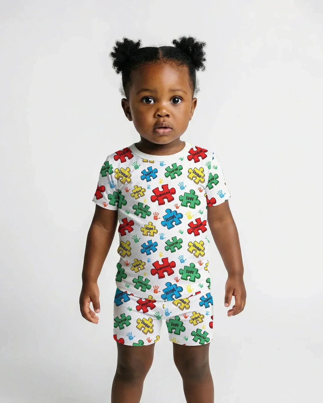 Puzzle You Are Bamboo Two Piece Short Sleeve Shorts Pajama Set