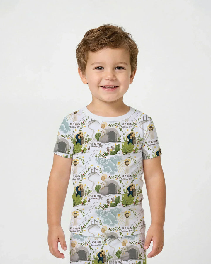 He Is Risen Bamboo Two Piece Short Sleeve Pajama Set