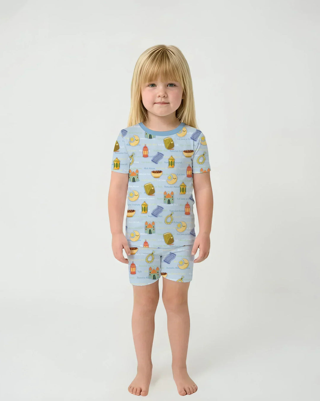 Template Zweiteiliges Pyjama-Set mit kurzen Ärmeln und Shorts