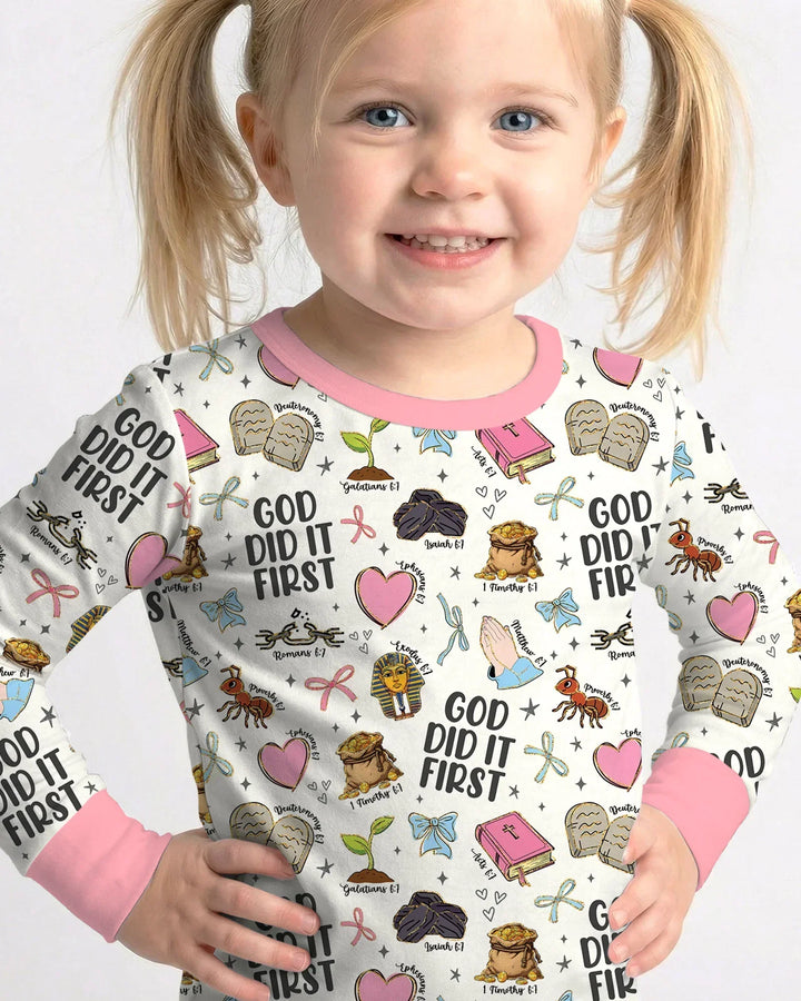 Zweiteiliges Langarm-Pyjama-Set mit Sommerfrüchten