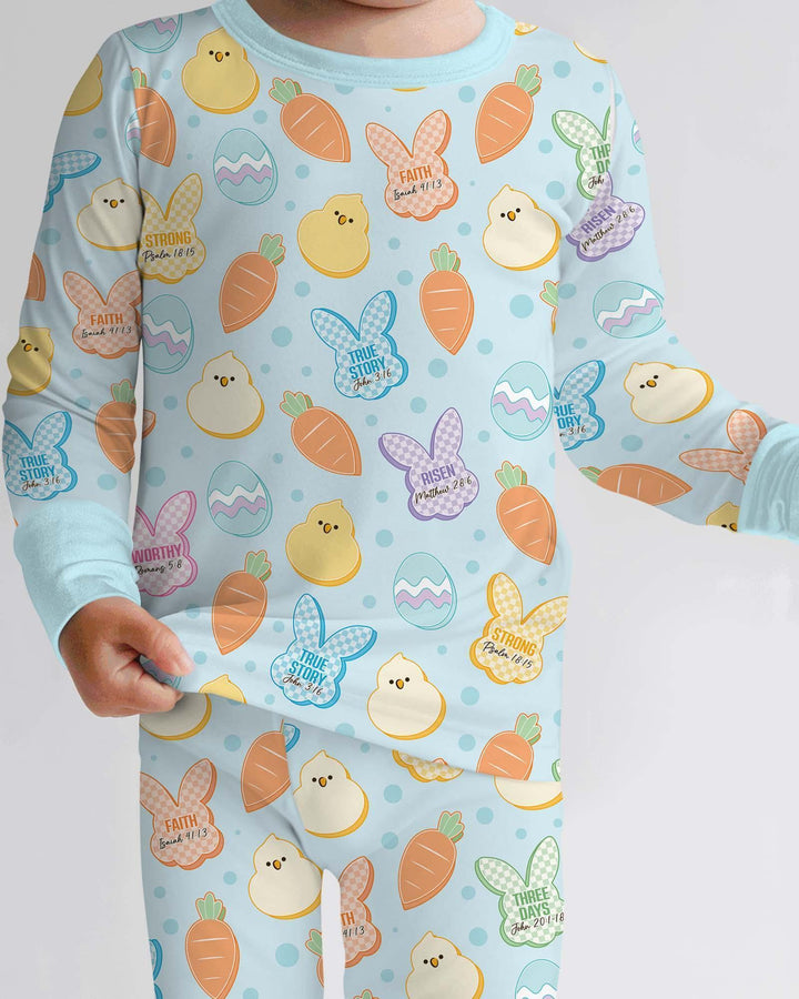 Easter Christian Bunny Bamboo Two Piece Long Sleeve Pajama Set