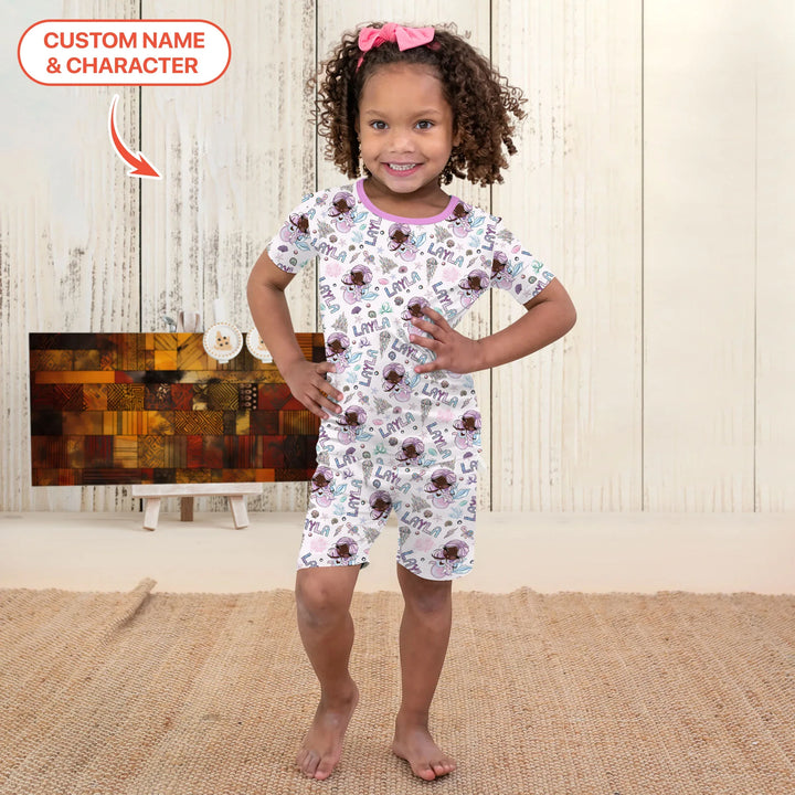 Zweiteiliges Pyjama-Set mit kurzen Ärmeln und Shorts im Sommer-Design