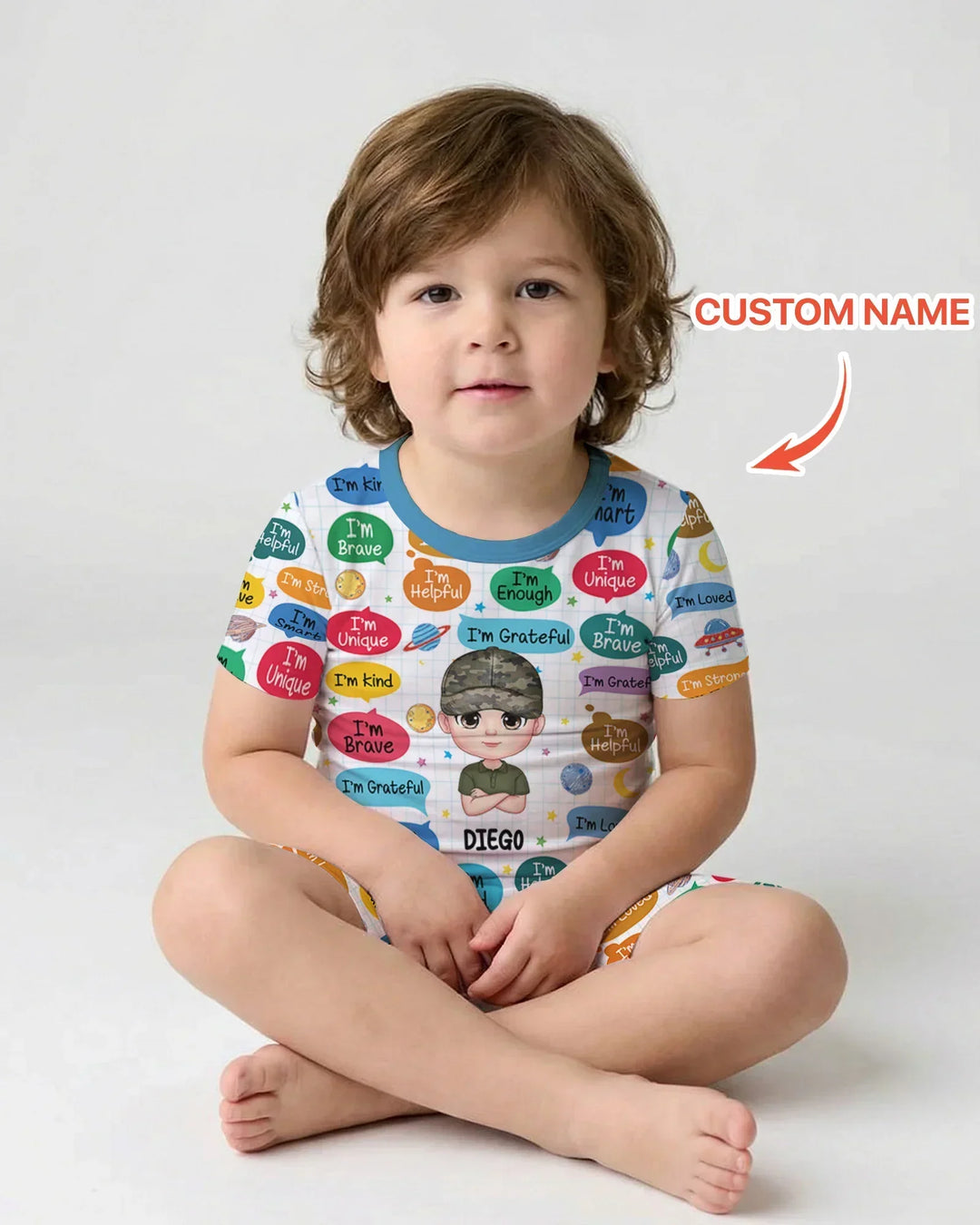 Zweiteiliges Pyjama-Set mit kurzen Ärmeln und Shorts im Sommer-Design