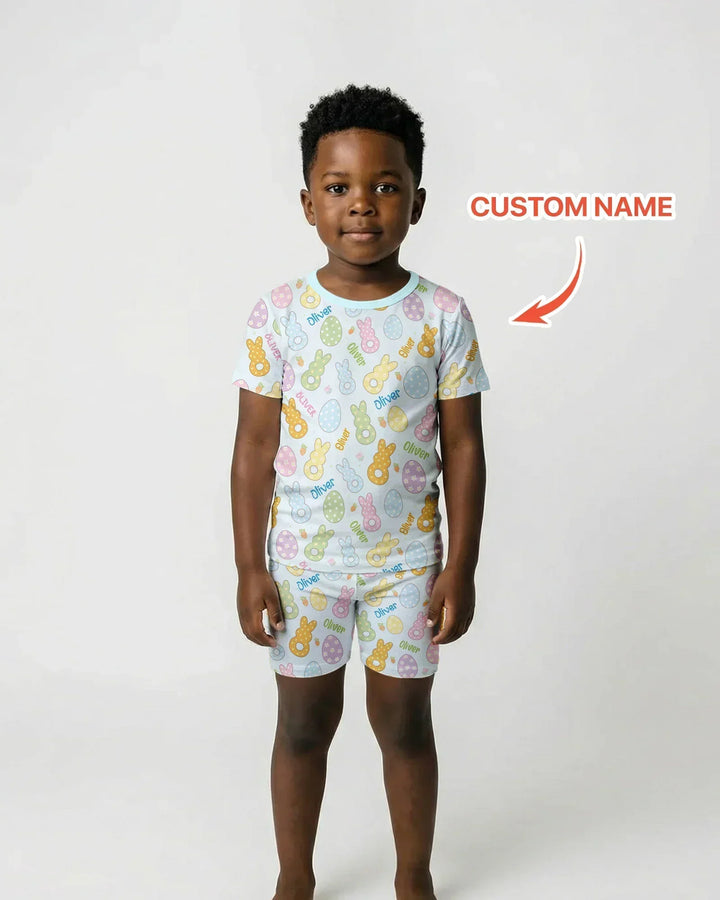 Zweiteiliges Pyjama-Set mit kurzen Ärmeln und Shorts im Sommer-Design