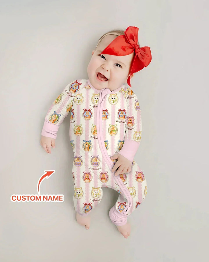 Custom Name Vintage Easter Bunny Bamboo Convertible Zippy