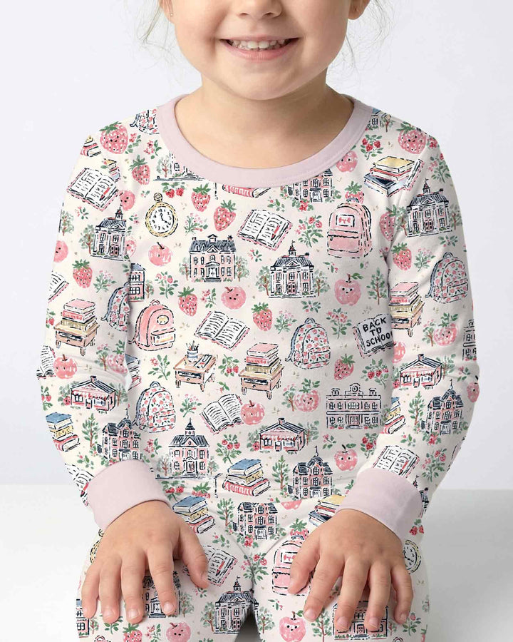 Coquette Strawberry School Days Bamboo Two Piece Long Sleeve Pajama Set