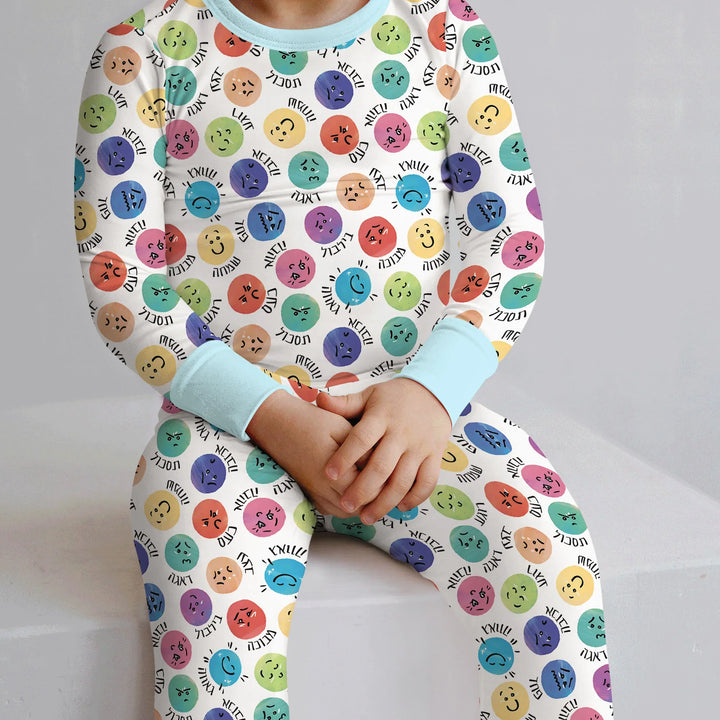 My Emotions Hebrew Bamboo Two Piece Long Sleeve Pajama Set