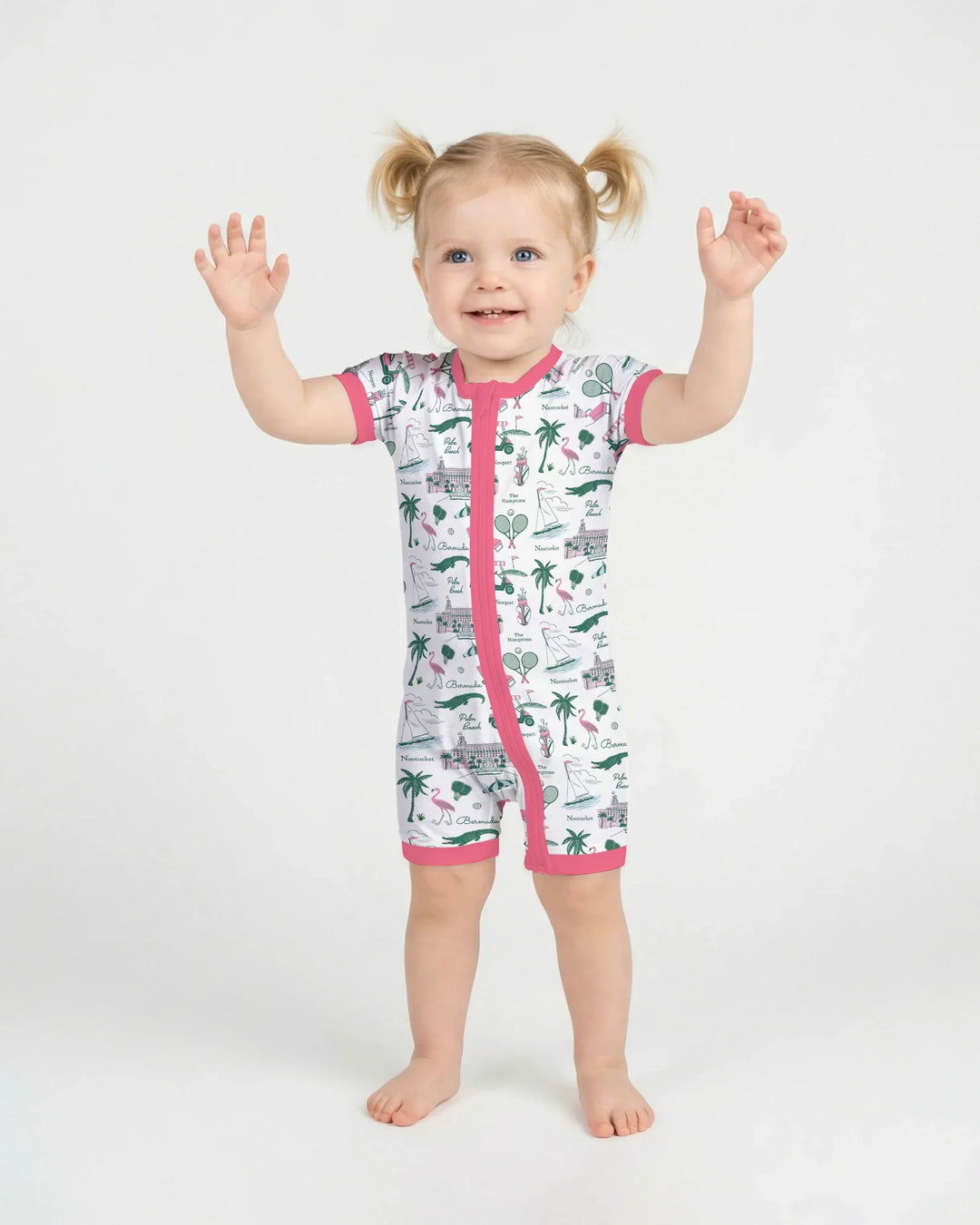 Preppy Palm Getaway Bamboo Shorty Zippy