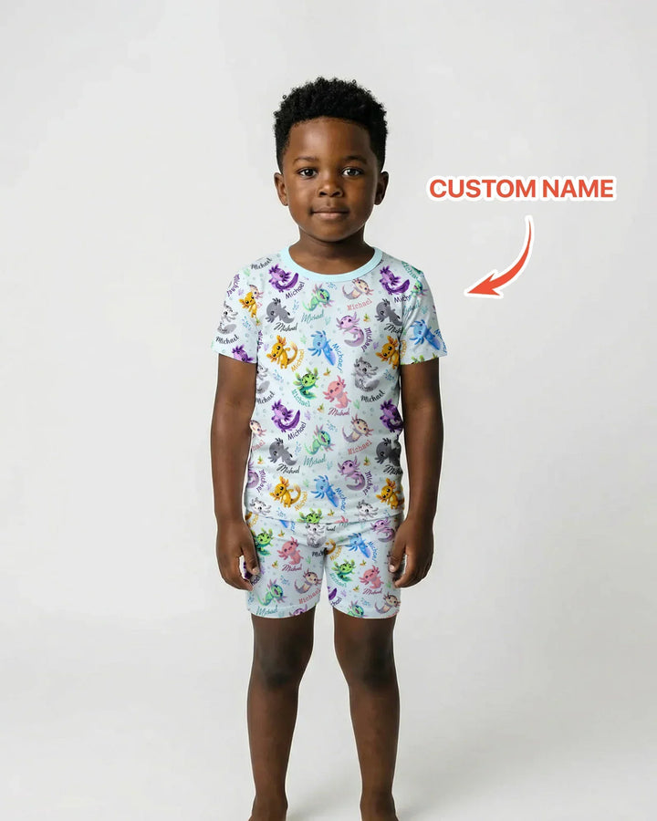 Zweiteiliges Pyjama-Set mit kurzen Ärmeln und Shorts im Sommer-Design