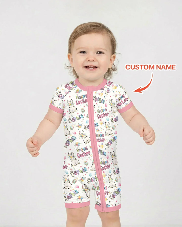 Personalized Happy Easter Bunny Bamboo Shorty Zippy