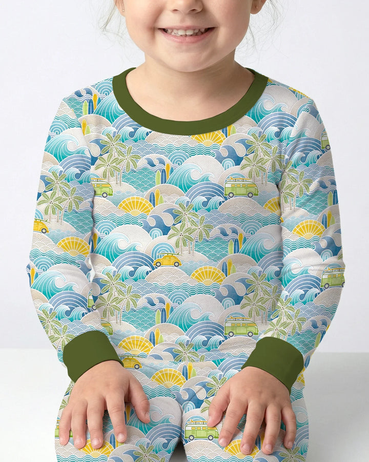 Zweiteiliges Langarm-Pyjama-Set mit Sommerfrüchten