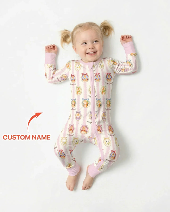 Custom Name Vintage Easter Bunny Bamboo Convertible Zippy