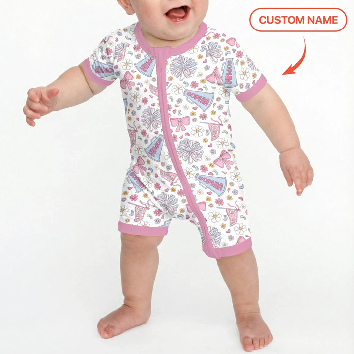 Custom Name Pastel Cheerleader Bamboo Shorty Zippy