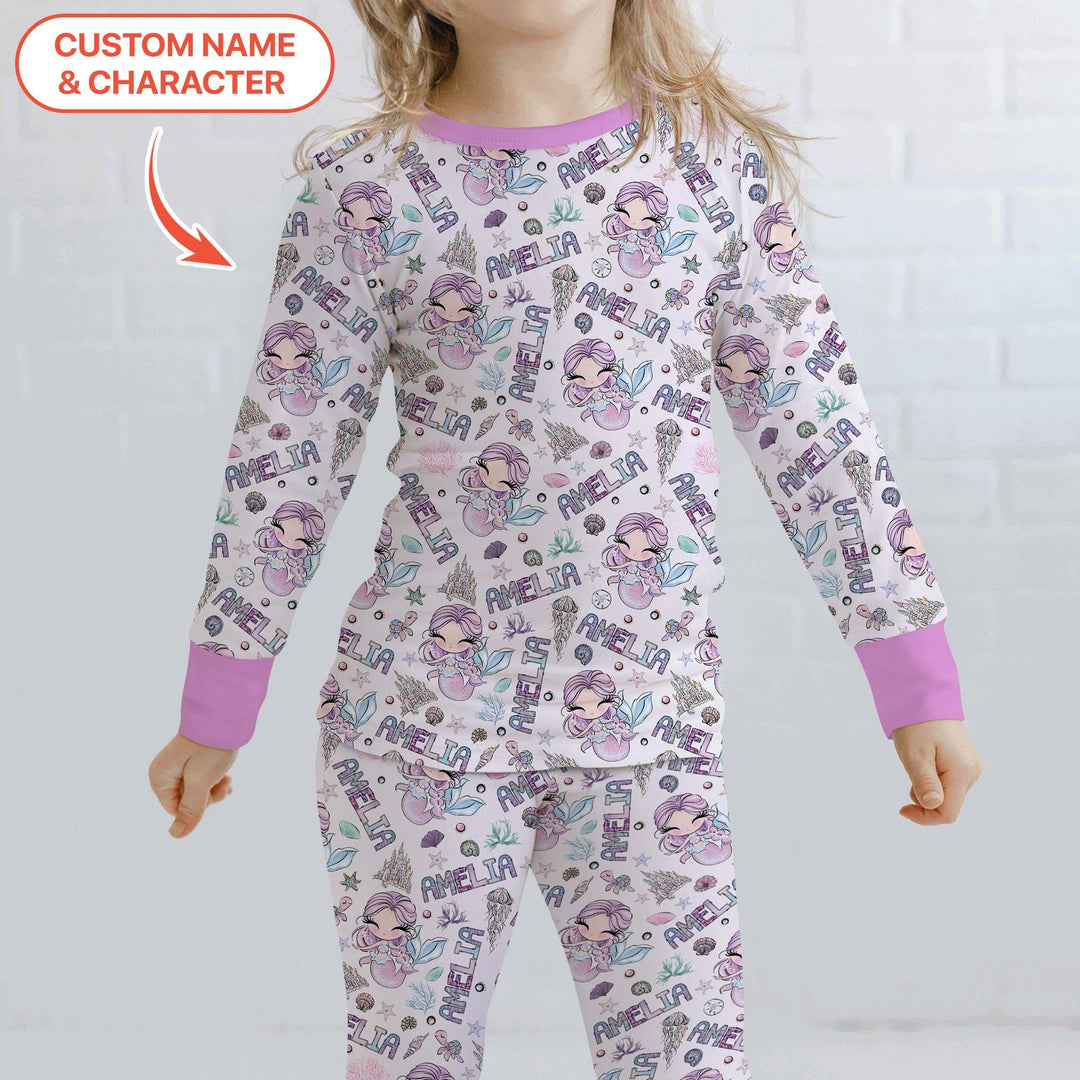 Zweiteiliges Langarm-Pyjama-Set mit Sommerfrüchten