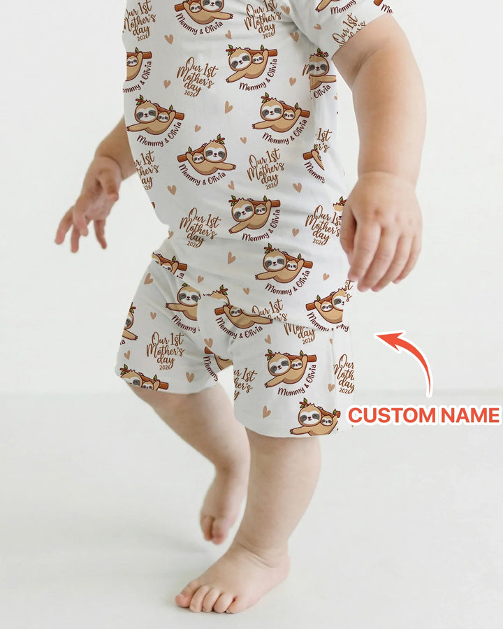 Zweiteiliges Pyjama-Set mit kurzen Ärmeln und Shorts im Sommer-Design