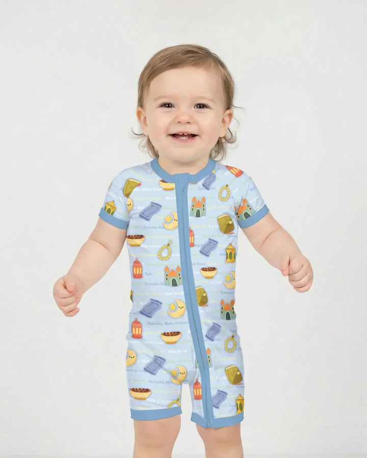 Ramadan Mubarak Family Matching Bamboo Shorty Zippy