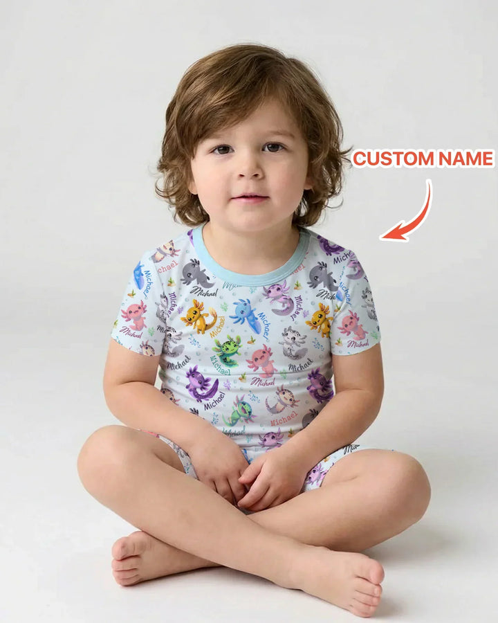 Zweiteiliges Pyjama-Set mit kurzen Ärmeln und Shorts im Sommer-Design