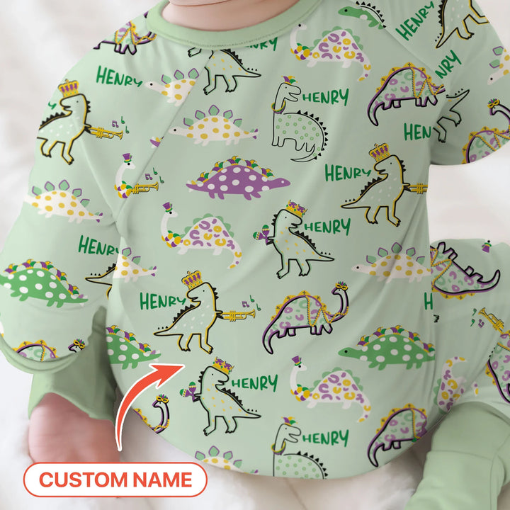 Custom Name Mardi Gras Saurus Bamboo Convertible Zippy