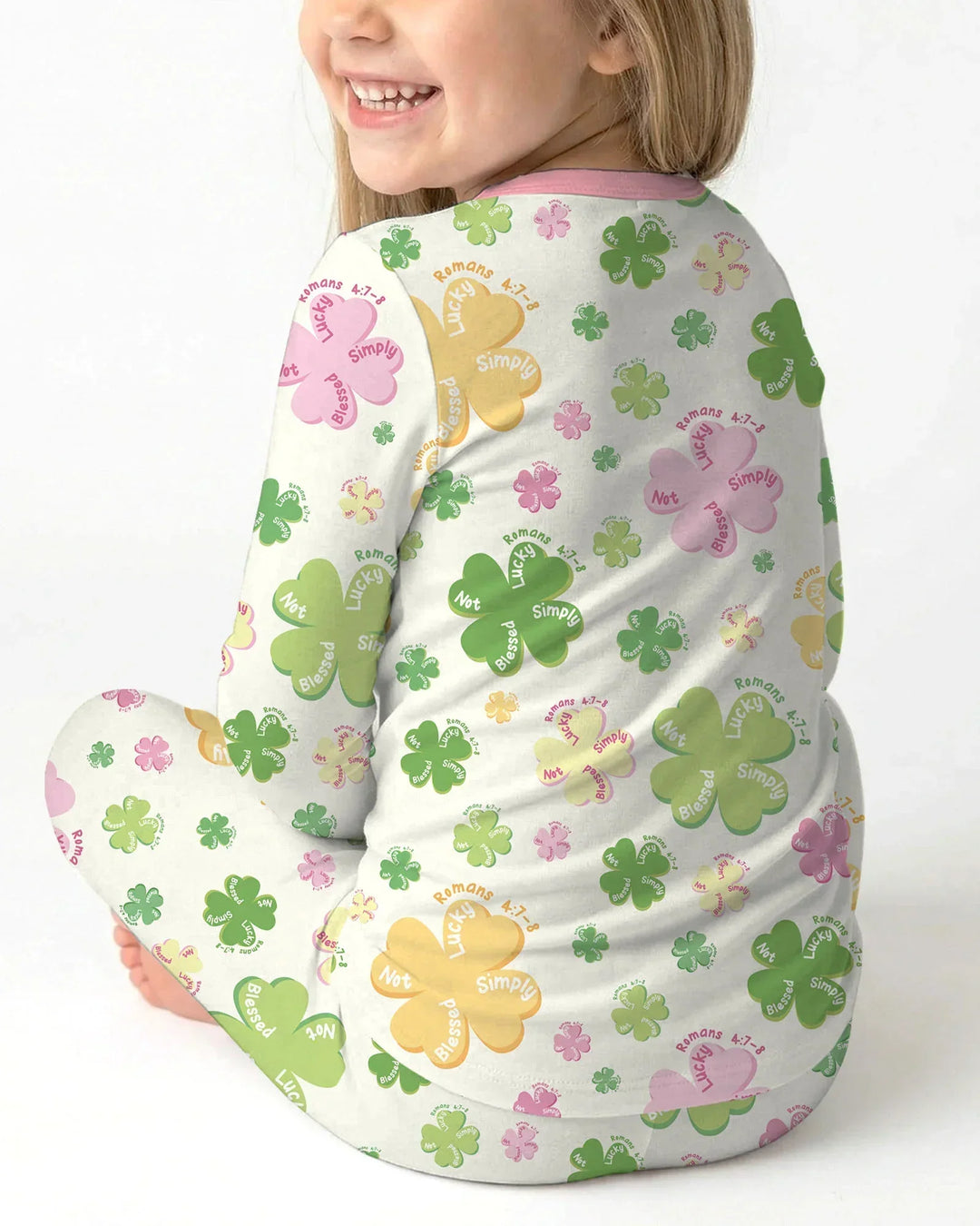Shamrocks Print St. Patrick's Day Bamboo Two Piece Long Sleeve Pajama Set