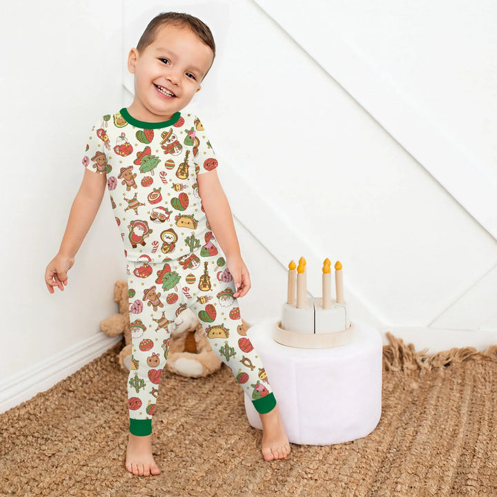 La Fiesta de Navidad Two Piece Short Sleeve Pajama Set , La Fiesta de Navidad Two Piece Short Sleeve Pajama Set - 12-18M / Green