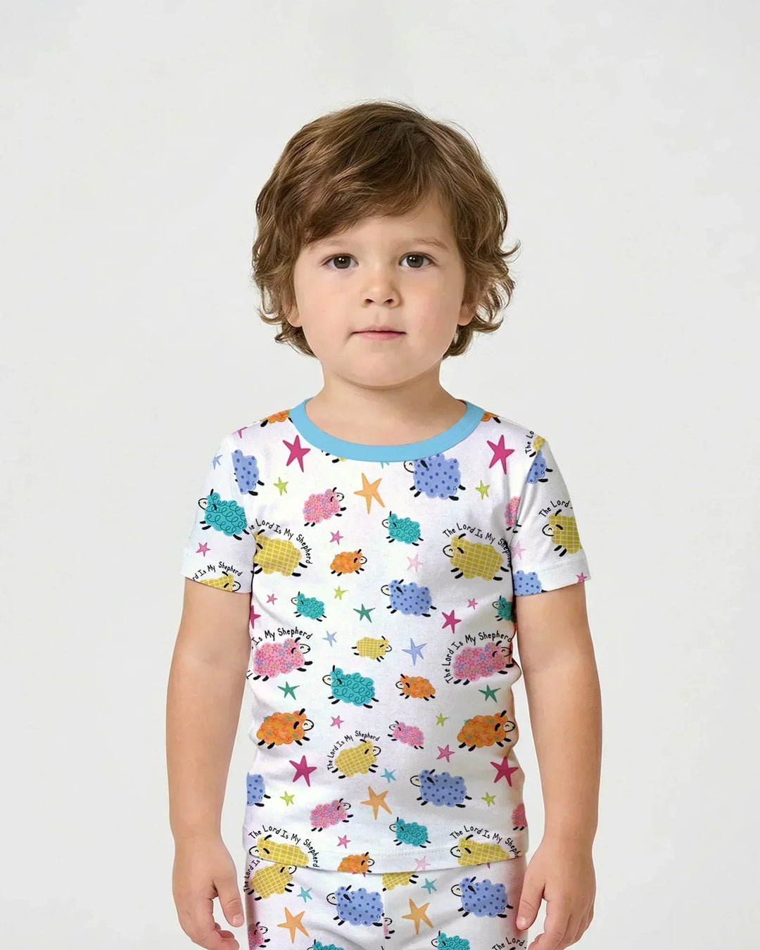 Template Zweiteiliges Pyjama-Set mit kurzen Ärmeln und Shorts