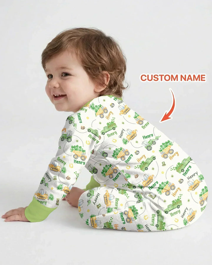 Construction St. Patrick's Day Custom Name Bamboo Convertible Zippy