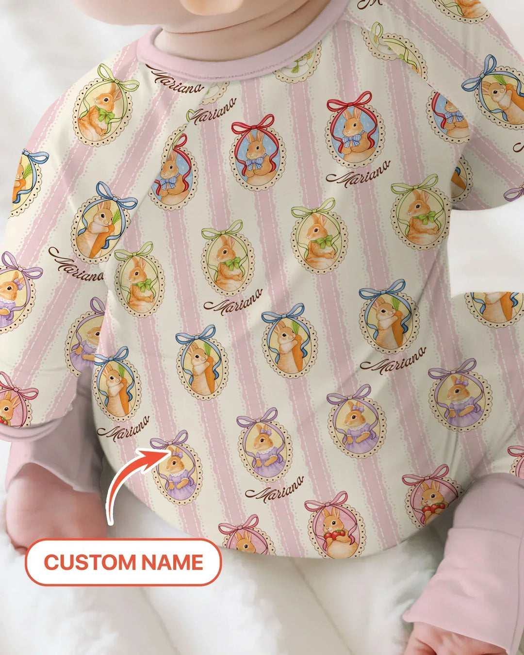 Custom Name Vintage Easter Bunny Bamboo Convertible Zippy