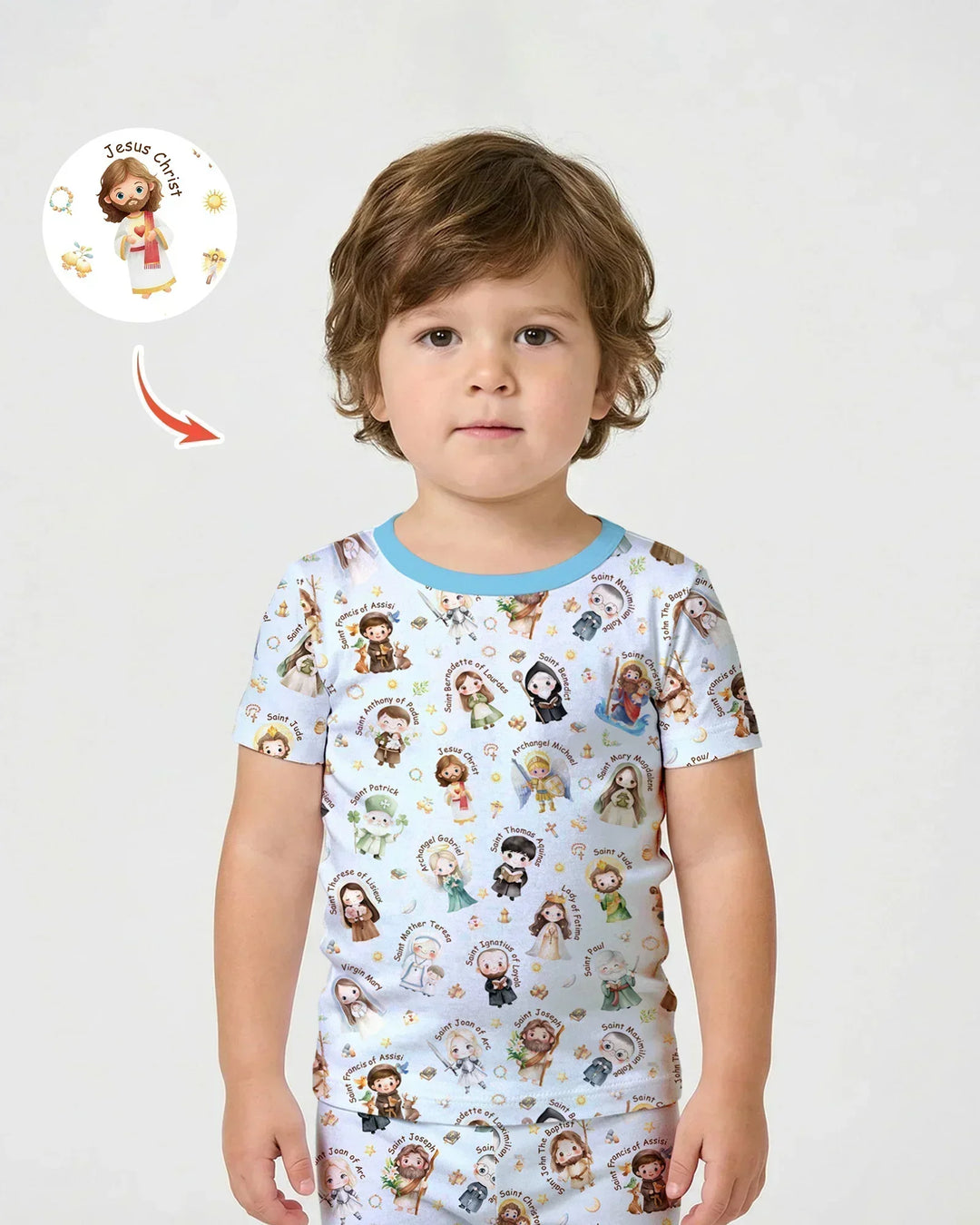 Template Zweiteiliges Pyjama-Set mit kurzen Ärmeln und Shorts