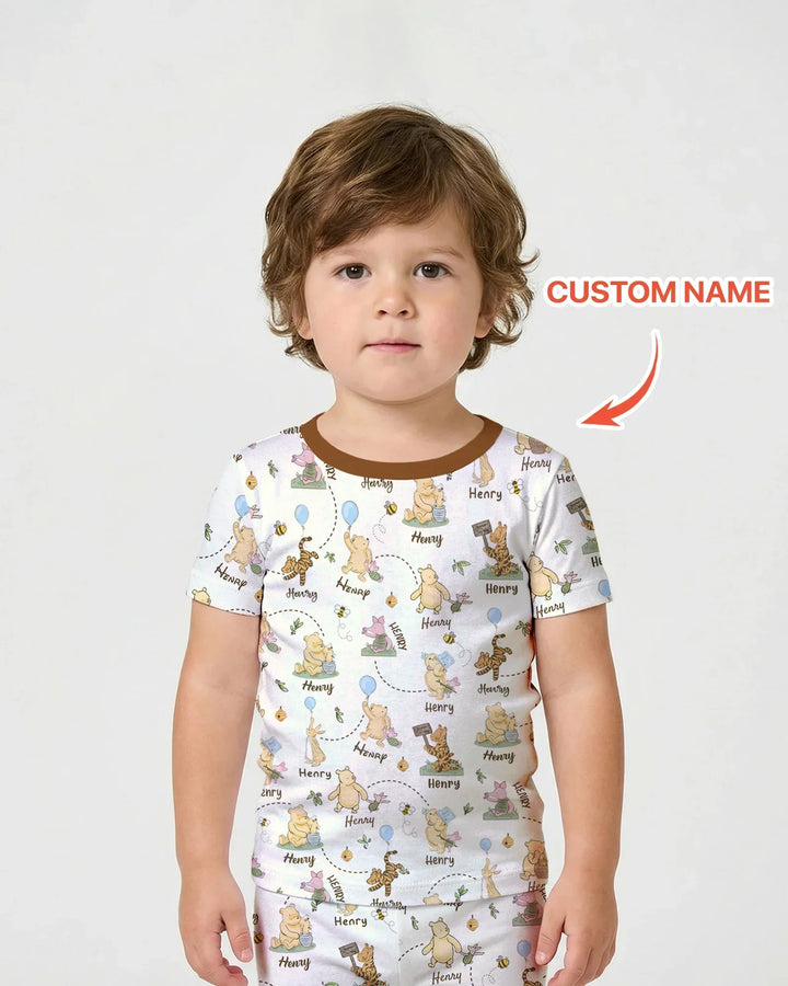 Zweiteiliges Pyjama-Set mit kurzen Ärmeln und Shorts im Sommer-Design