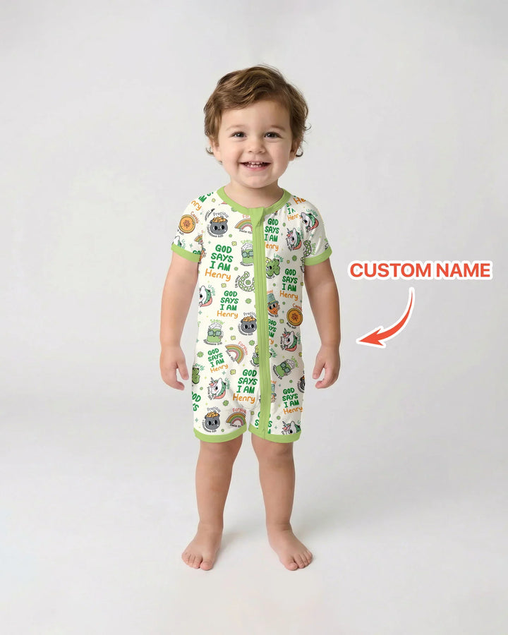 Personalized God Says I Am St. Patrick's Day Family Matching Bamboo Shorty Zippy