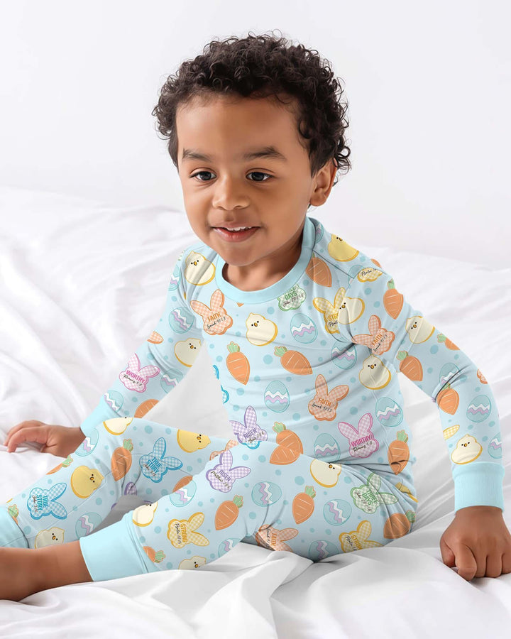 Easter Christian Bunny Bamboo Two Piece Long Sleeve Pajama Set