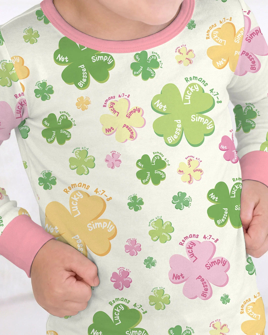 Shamrocks Print St. Patrick's Day Bamboo Two Piece Long Sleeve Pajama Set
