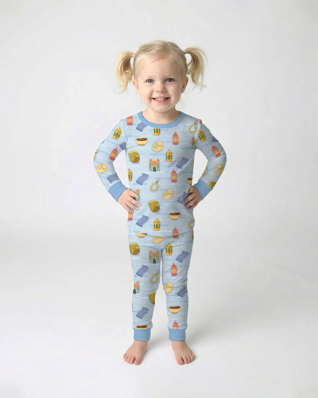 Ramadan Mubarak Family Matching Bamboo Two Piece Long Sleeve Pajama Set