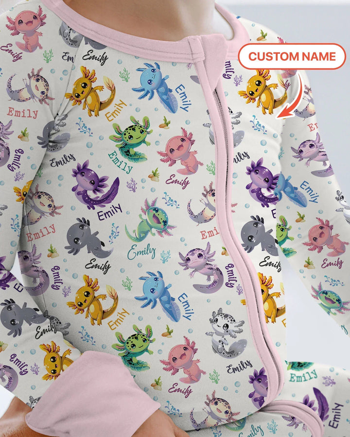 I Love You Axolotl Custom Name Bamboo Convertible Zippy