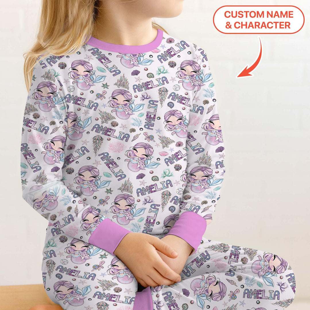 Zweiteiliges Langarm-Pyjama-Set mit Sommerfrüchten