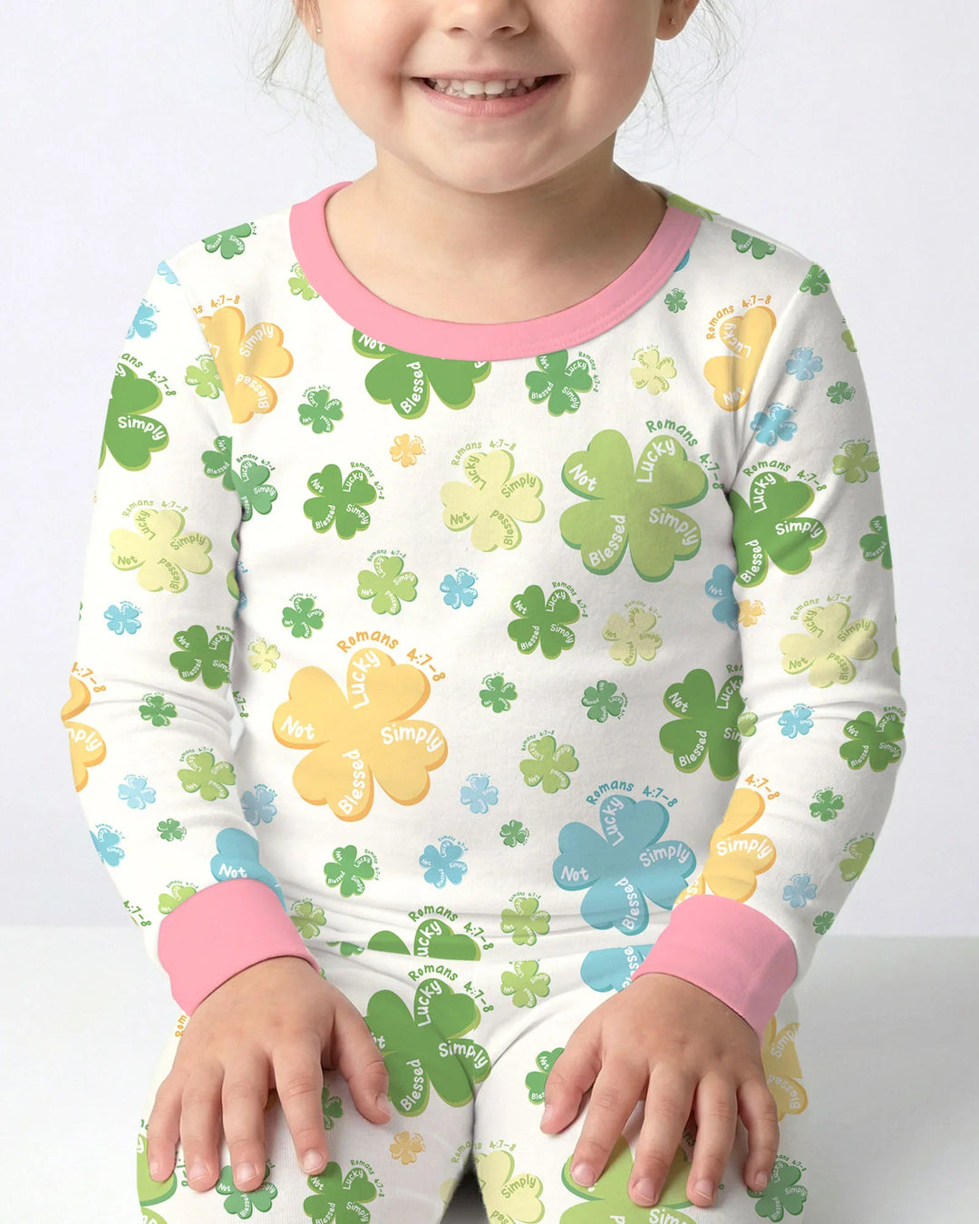 Shamrocks Print St. Patrick's Day Bamboo Two Piece Long Sleeve Pajama Set
