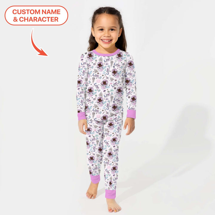 Zweiteiliges Langarm-Pyjama-Set mit Sommerfrüchten