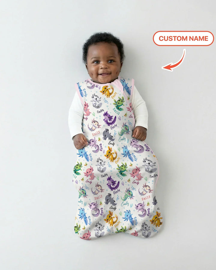 I Love You Axolotl Custom Name Bamboo Sleep Bag