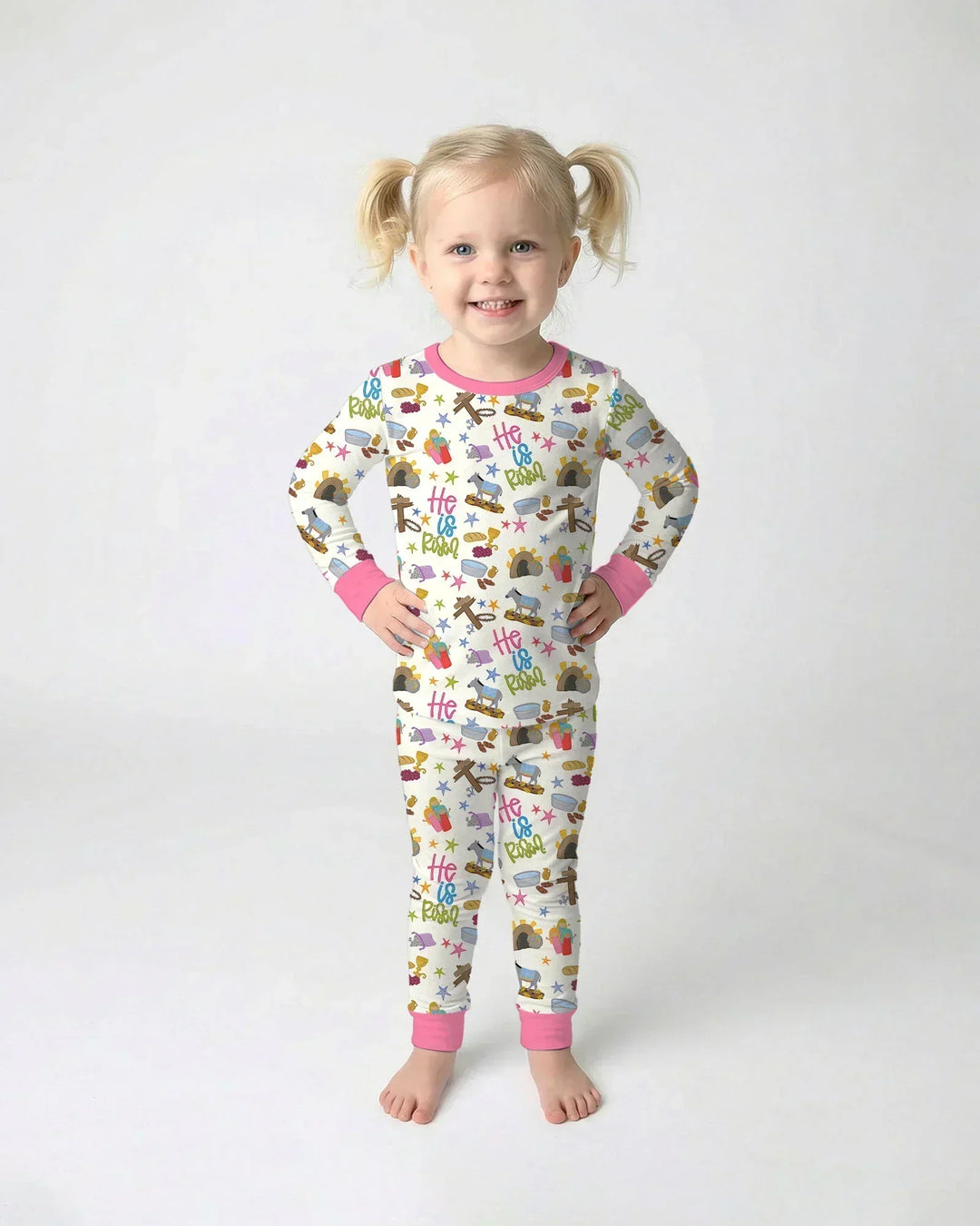 Zweiteiliges Langarm-Pyjama-Set mit Sommerfrüchten