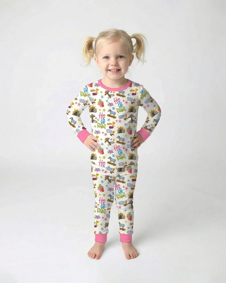 Zweiteiliges Langarm-Pyjama-Set mit Sommerfrüchten