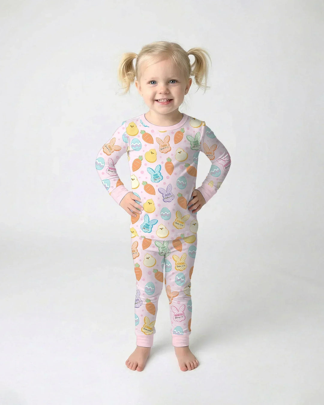 Easter Christian Bunny Bamboo Two Piece Long Sleeve Pajama Set