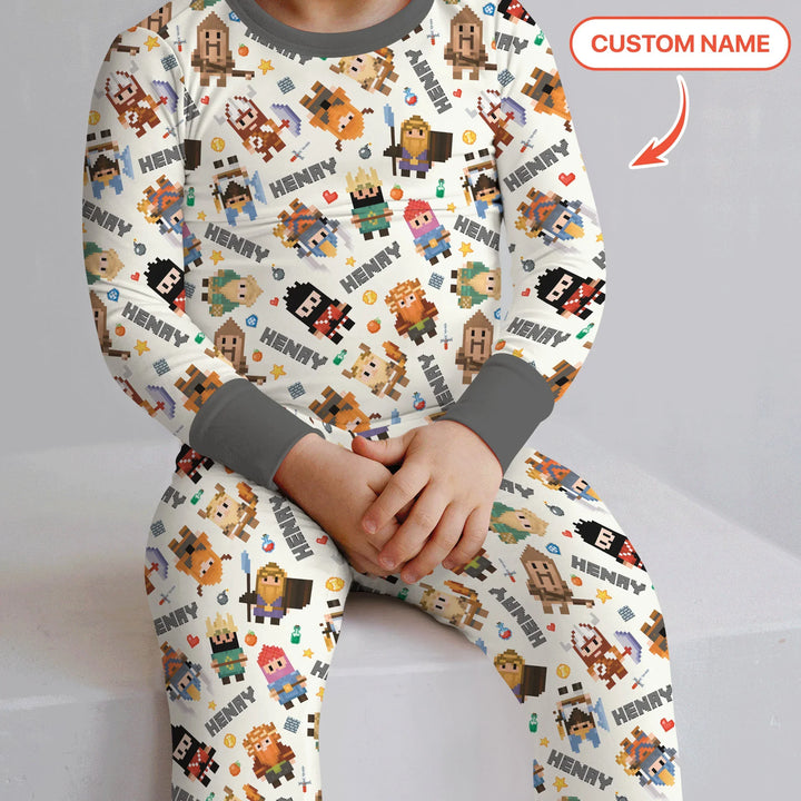 Zweiteiliges Langarm-Pyjama-Set mit Sommerfrüchten