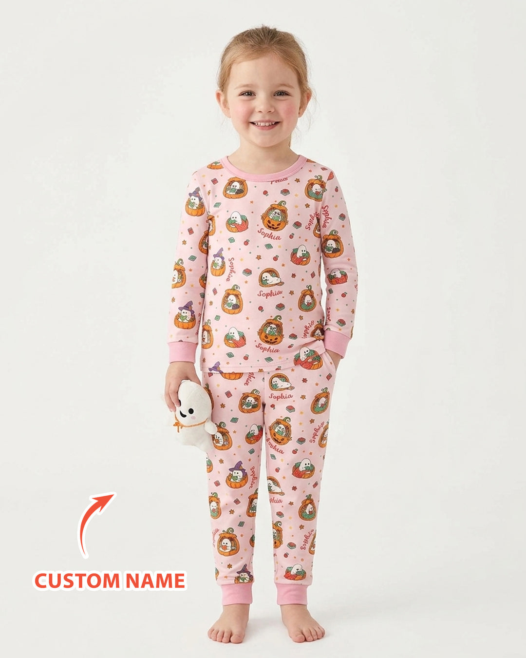 Bookish Boo Ghost Pumpkin Bamboo Two Piece Long Sleeve Pajama Set