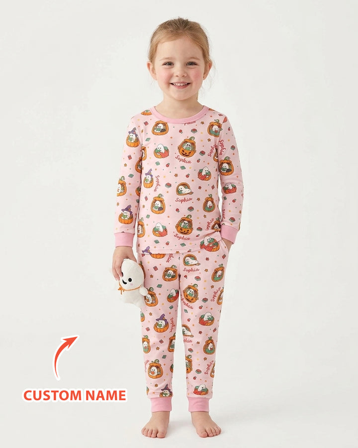 Bookish Boo Ghost Pumpkin Bamboo Two Piece Long Sleeve Pajama Set